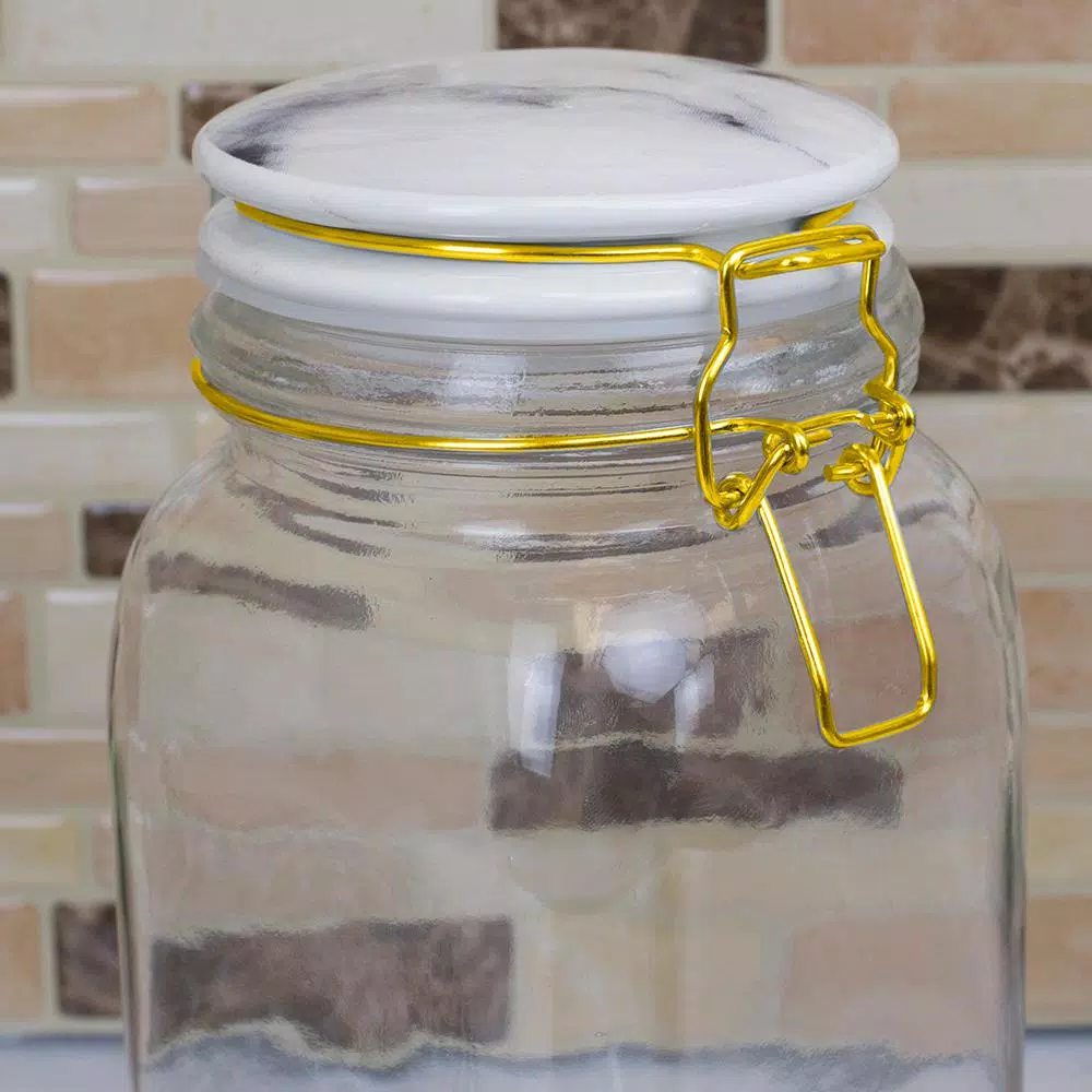 Food Storage Home Basics 67 Oz. Glass Canister With Printed Ceramic Top 6 Food Storage Home Basics 67 Oz. Glass Canister With Printed Ceramic Top - Image 4