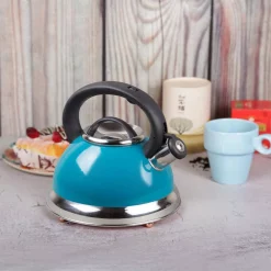 Cookware Creative Home Alexa 3.0 Quart Aqua With Aluminum Capsulated Bottom For Even Heat Distribution Stainless Steel Whistling Tea Kettle -Home Accents shop aqua blue creative home tea kettles 77068 44 1000