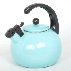 Cookware Creative Home Horizon 2.5 Light Blue Quart Porcelain Enamel On Steel Whistling Tea Kettle