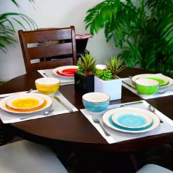 Gibson Home Confetti Band 12-Piece Rustic Assorted Ceramic Dinnerware Set (Service For 4) -Home Accents shop assorted gibson home dinnerware sets 985105500m 44 1000