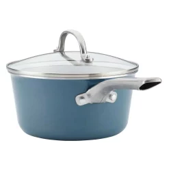 Cookware Ayesha Curry Home Collection 3 Qt. Aluminum Nonstick Sauce Pan In Twilight Teal With Glass Lid -Home Accents shop ayesha curry sauce pans 10751 66 1000
