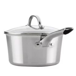 Cookware Ayesha Curry Home Collection 3 Qt. Stainless Steel Sauce Pan With Glass Lid -Home Accents shop ayesha curry sauce pans 70203 66 1000