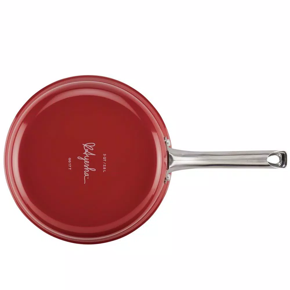 Cookware Ayesha Curry Home Collection 3 Qt. Aluminum Nonstick Saute Pan In Sienna Red With Glass Lid 4 Cookware Ayesha Curry Home Collection 3 Qt. Aluminum Nonstick Saute Pan In Sienna Red With Glass Lid - Image 2