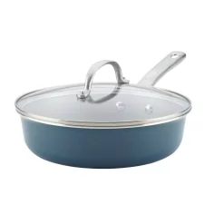 Cookware Ayesha Curry Home Collection 3 Qt. Aluminum Nonstick Saute Pan In Twilight Teal With Glass Lid