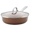 Cookware Ayesha Curry Home Collection 3 Qt. Aluminum Nonstick Saute Pan In Brown Sugar With Glass Lid -Home Accents shop ayesha curry saute pans 10781 64 1000
