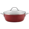 Cookware Ayesha Curry Home Collection 7.5 Qt. Aluminum Nonstick Stock Pot In Sienna Red With Glass Lid