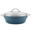 Cookware Ayesha Curry Home Collection 7.5 Qt. Aluminum Nonstick Stock Pot In Twilight Teal With Glass Lid