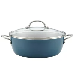 Cookware Ayesha Curry Home Collection 7.5 Qt. Aluminum Nonstick Stock Pot In Twilight Teal With Glass Lid