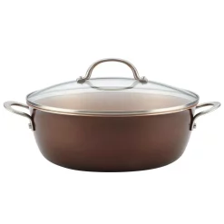 Cookware Ayesha Curry Home Collection 7.5 Qt. Aluminum Nonstick Stock Pot In Brown Sugar With Glass Lid