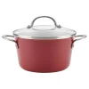 Cookware Ayesha Curry Home Collection 4.5 Qt. Porcelain Enamel Nonstick Covered Saucepot In Sienna Red