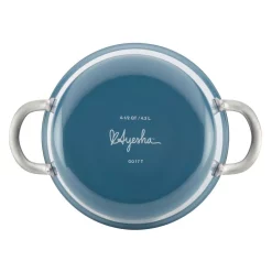 Cookware Ayesha Curry Home Collection 4.5 Qt. Twilight Teal Porcelain Enamel Non-Stick Covered Saucepot -Home Accents shop ayesha curry stock pots 10752 1d 1000