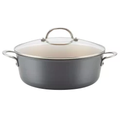 Cookware Ayesha Curry Home Collection 7.5 Qt. Hard-Anodized Aluminum Nonstick Stock Pot In Charcoal Gray With Glass Lid