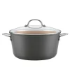 Cookware Ayesha Curry Home Collection 10 Qt. Hard-Anodized Aluminum Nonstick Stock Pot In Charcoal Gray With Glass Lid