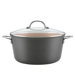 Cookware Ayesha Curry Home Collection 10 Qt. Hard-Anodized Aluminum Nonstick Stock Pot In Charcoal Gray With Glass Lid