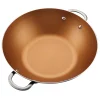 Cookware Ayesha Curry Home Collection 14 In. Porcelain Enamel Nonstick Wok In Brown Sugar -Home Accents shop ayesha curry woks stir fry pans 10382 64 1000