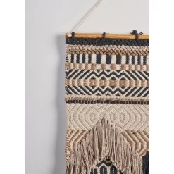 Wall Accents LR Home Trellis Beige / Charcoal Geometric Braided Fringed Wall Tapestry -Home Accents shop beige charcoal lr home tapestries wallh80222bcl1622 1f 1000