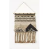 Wall Accents LR Home Trellis Beige / Charcoal Geometric Braided Fringed Wall Tapestry