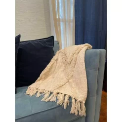 Throw Blankets LR Resources LR Home Handmade Boho Farmhouse Natural – Off White Sofa Bed Throw Blanket With Fringe -Home Accents shop beige lr resources throw blankets throw81190nat4250 76 1000