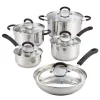 Cook N Home Cook N Co 10-Piece Stainless Steel Cookware Set In Black And Stainless Steel 1 Cook N Home Cook N Co 10-Piece Stainless Steel Cookware Set In Black And Stainless Steel -Home Accents shop black and stainless steel cook n home cookware sets 02408 64 1000
