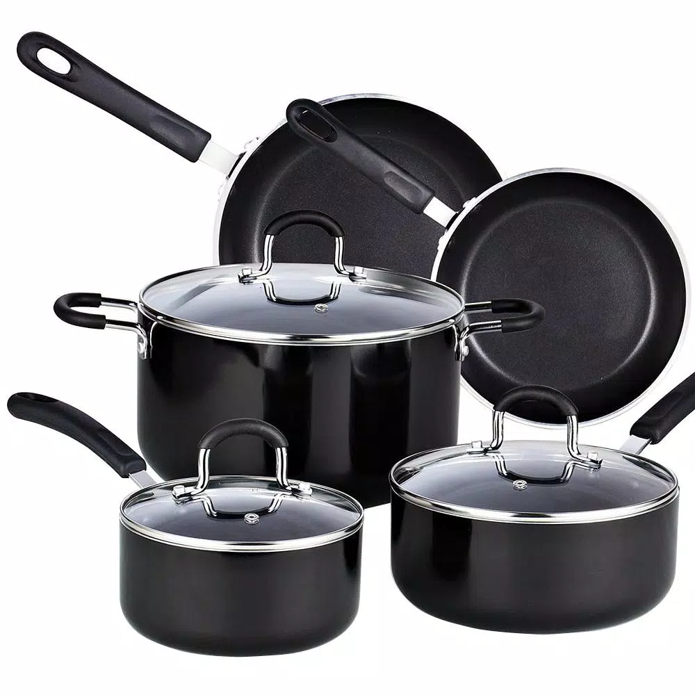 Cook N Home 8-Piece Aluminum Nonstick Cookware Set In Black 3 Cook N Home 8-Piece Aluminum Nonstick Cookware Set In Black