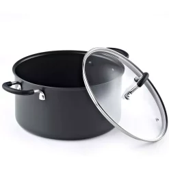 Cookware Cook N Home 6 Qt. Round Hard-Anodized Aluminum Nonstick Casserole Dish In Black With Glass Lid -Home Accents shop black cook n home dutch ovens braisers 02634 1f 1000