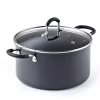 Cookware Cook N Home 6 Qt. Round Hard-Anodized Aluminum Nonstick Casserole Dish In Black With Glass Lid -Home Accents shop black cook n home dutch ovens braisers 02634 64 1000