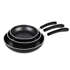 Cookware Cook N Home 3-Piece Hard-Anodized Aluminum Nonstick Frying Pan Set In Black