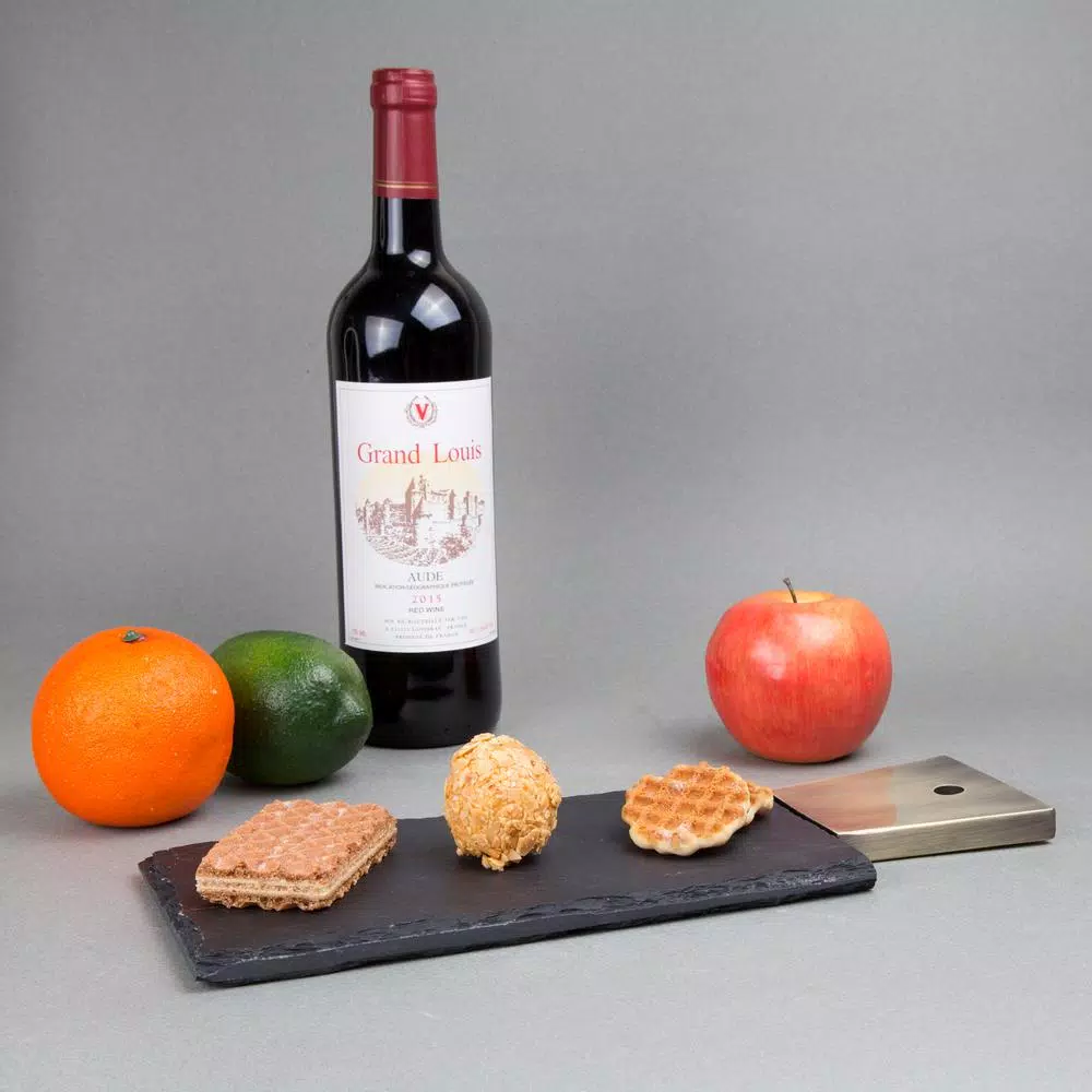 Serveware Creative Home Natural Slate Stone 13 In. X 5 In. X 1/2 In. H Black Cheese Serving Paddle Board With Stainless Steel Copper Trim Handle 6 Serveware Creative Home Natural Slate Stone 13 In. X 5 In. X 1/2 In. H Black Cheese Serving Paddle Board With Stainless Steel Copper Trim Handle - Image 4