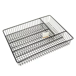 Kitchen Utensils Creative Home Black Plated Iron Works 5 Compartments Cutlery Tray Flatware Utensil Organizer, Large