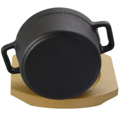 Bakeware Gibson Home Campton 0.30 Qt. Oval Cast Iron Mini Casserole With Lid And Wooden Base -Home Accents shop black gibson home casserole dishes 985105752m 4f 1000