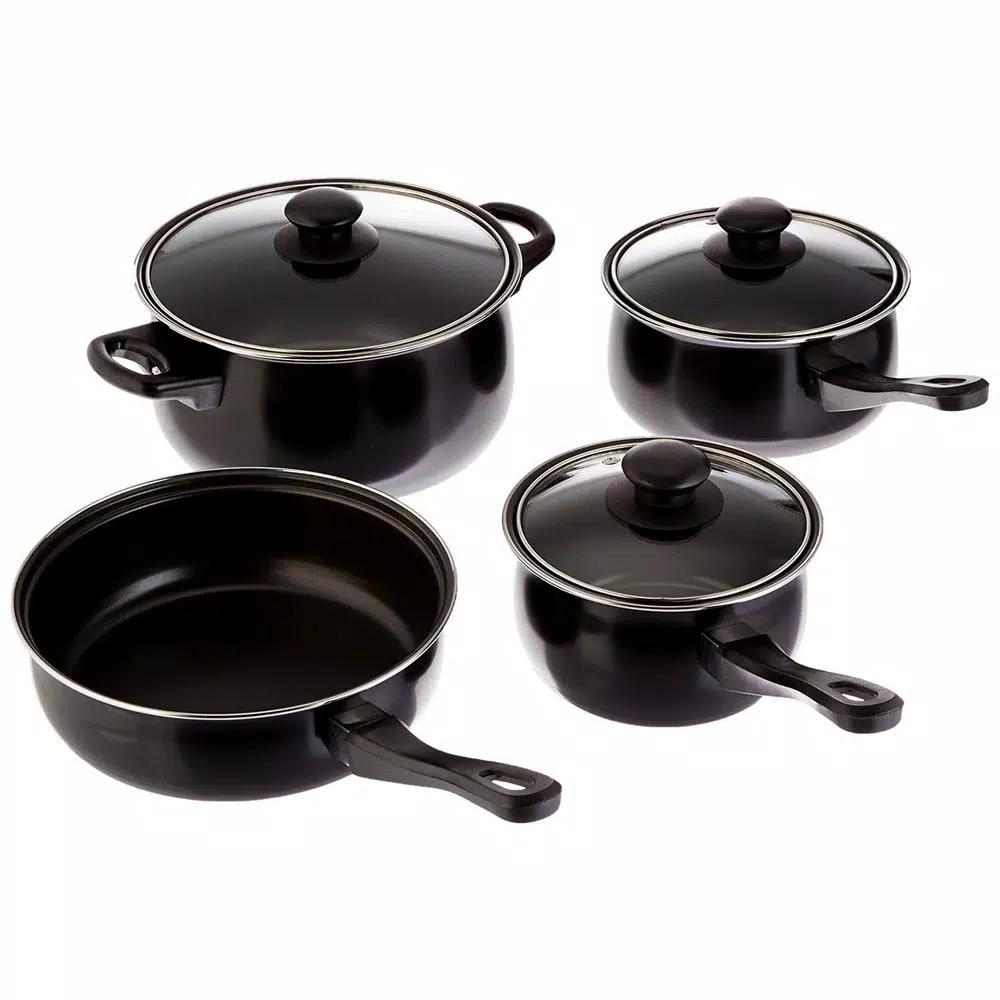 Gibson Home Chef Du Jour 7-Piece Carbon Steel Nonstick Cookware Set In Black 3 Gibson Home Chef Du Jour 7-Piece Carbon Steel Nonstick Cookware Set In Black