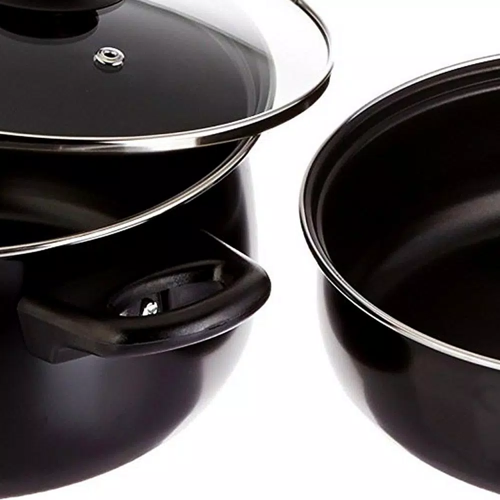 Gibson Home Chef Du Jour 7-Piece Carbon Steel Nonstick Cookware Set In Black 4 Gibson Home Chef Du Jour 7-Piece Carbon Steel Nonstick Cookware Set In Black - Image 2