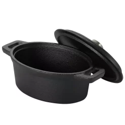 Cookware Gibson Home Campton 0.35 Qt. Oval Cast Iron Casserole Dish In Black With Lid -Home Accents shop black gibson home dutch ovens braisers 986105747m 1f 1000