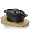 Cookware Gibson Home Campton 0.35 Qt. Oval Cast Iron Casserole Dish In Black With Lid