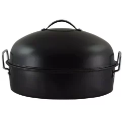 Cookware Gibson Home Kenmar 16 In. Carbon Steel Roaster Pan With High Dome Lide -Home Accents shop black gibson home roasting pans 985101012m 4f 1000