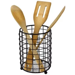 Kitchen Utensils Home Basics Black Grid Free-Standing Cutlery Holder With Mesh Bottom -Home Accents shop black home basics utensil holders hdc69941 76 1000