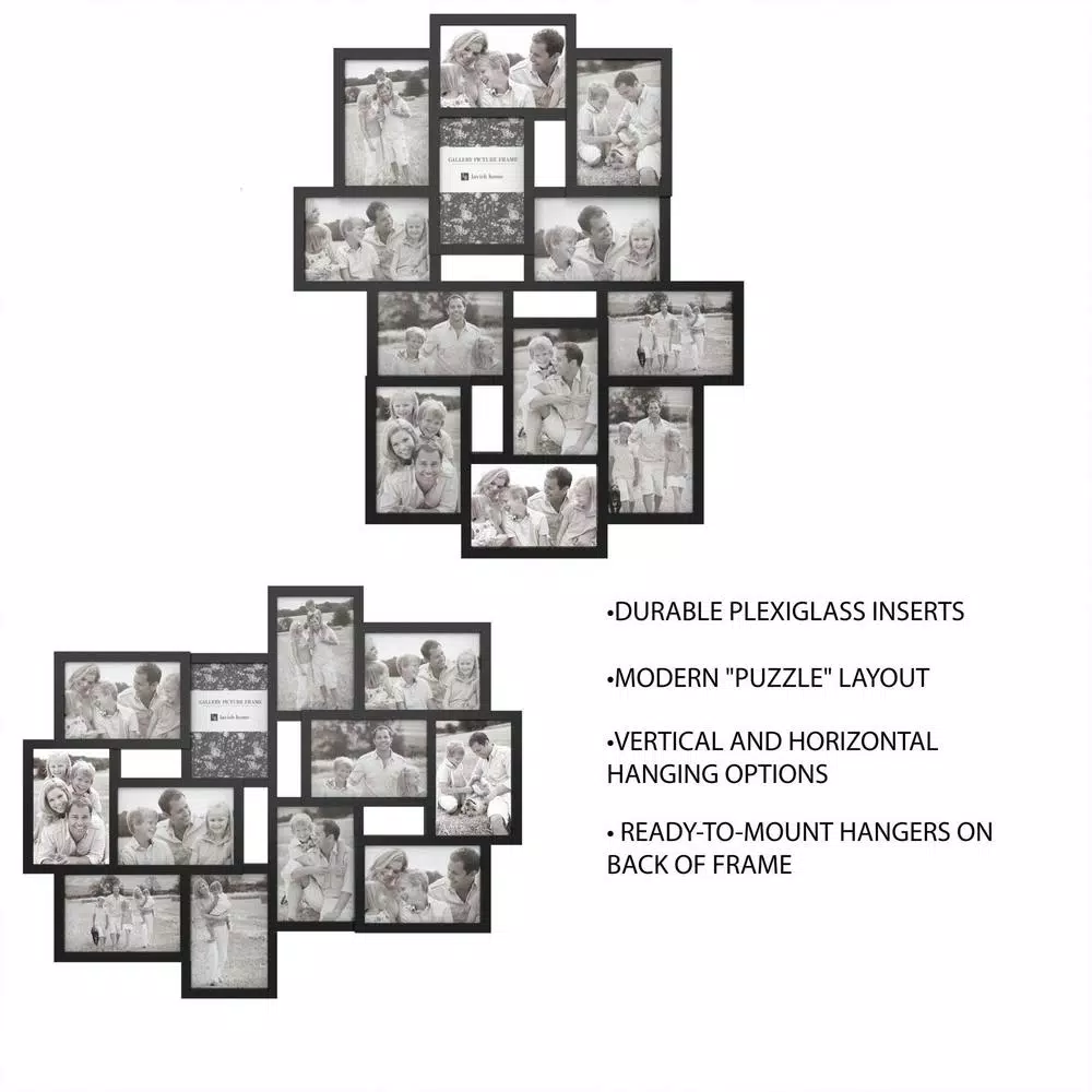 Picture Frames Lavish Home 12-Opening 4 In. X 6 In. Black Picture Frame Collage 5 Picture Frames Lavish Home 12-Opening 4 In. X 6 In. Black Picture Frame Collage - Image 3