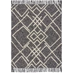 Throw Blankets LR Home Contemporary Black / White Cotton Over Tufted Geometric Throw Blanket -Home Accents shop black white lr home throw blankets throw80166bwt4250 4f 1000