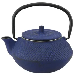 Cookware Creative Home Kyusu Blue Cast Iron 10 Oz. Tea Pot With Removable Stainless Steel Infuser Basket