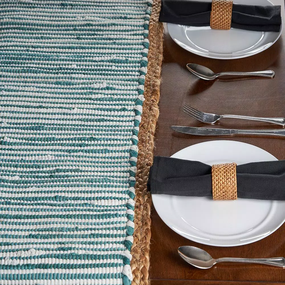 Table Linens & Kitchen Linens LR Home Bordered 16 In. W X 80 In. L Striped Blue / Cream Cotton Table Runner 5 Table Linens & Kitchen Linens LR Home Bordered 16 In. W X 80 In. L Striped Blue / Cream Cotton Table Runner - Image 3