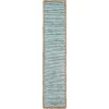Table Linens & Kitchen Linens LR Home Bordered 16 In. W X 80 In. L Striped Blue / Cream Cotton Table Runner