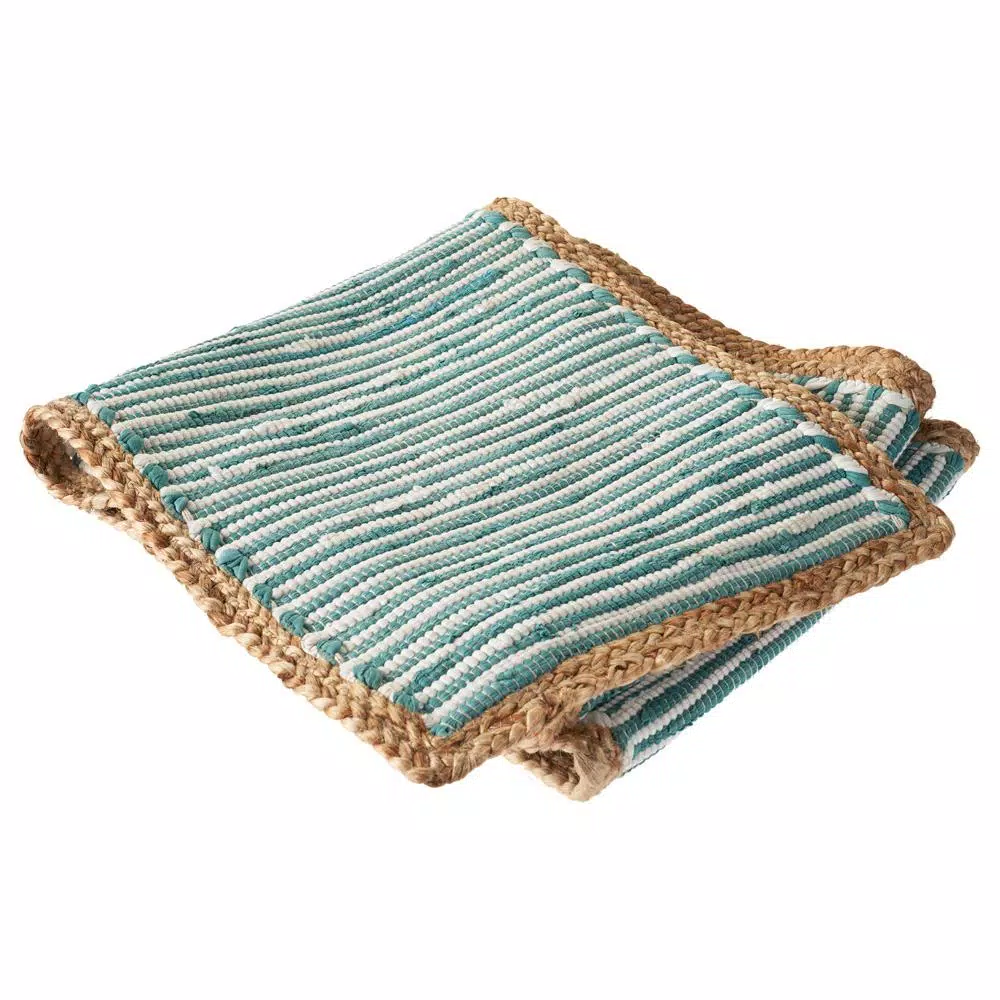 Table Linens & Kitchen Linens LR Home Bordered 16 In. W X 80 In. L Striped Blue / Cream Cotton Table Runner 4 Table Linens & Kitchen Linens LR Home Bordered 16 In. W X 80 In. L Striped Blue / Cream Cotton Table Runner - Image 2