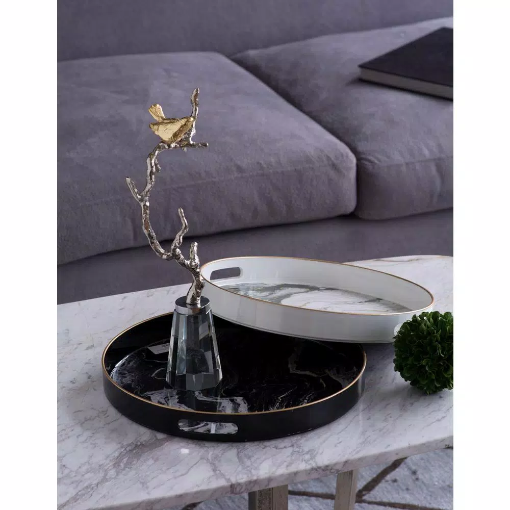 Decorative Trays A & B Home Quinn Round Brown Trays 4 Decorative Trays A & B Home Quinn Round Brown Trays - Image 2