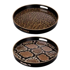 Decorative Trays A & B Home Quinn Round Brown Trays