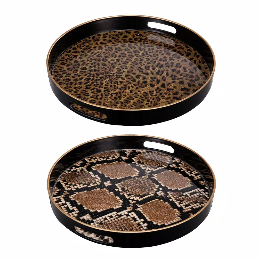 Decorative Trays A & B Home Quinn Round Brown Trays 3 Decorative Trays A & B Home Quinn Round Brown Trays