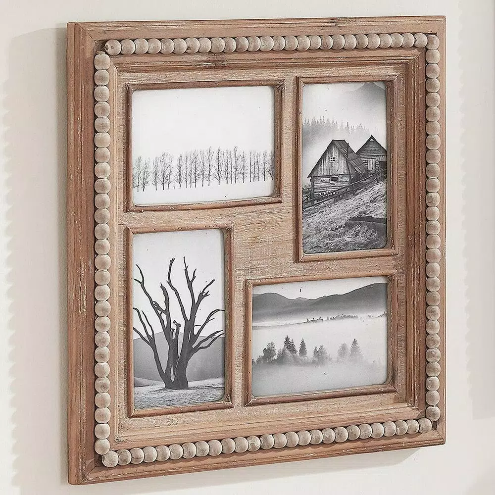 Picture Frames Home Decorators Collection 4″ X 6″ Natural Beaded Wood 4-Opening Picture Frame 5 Picture Frames Home Decorators Collection 4″ X 6″ Natural Beaded Wood 4-Opening Picture Frame - Image 3