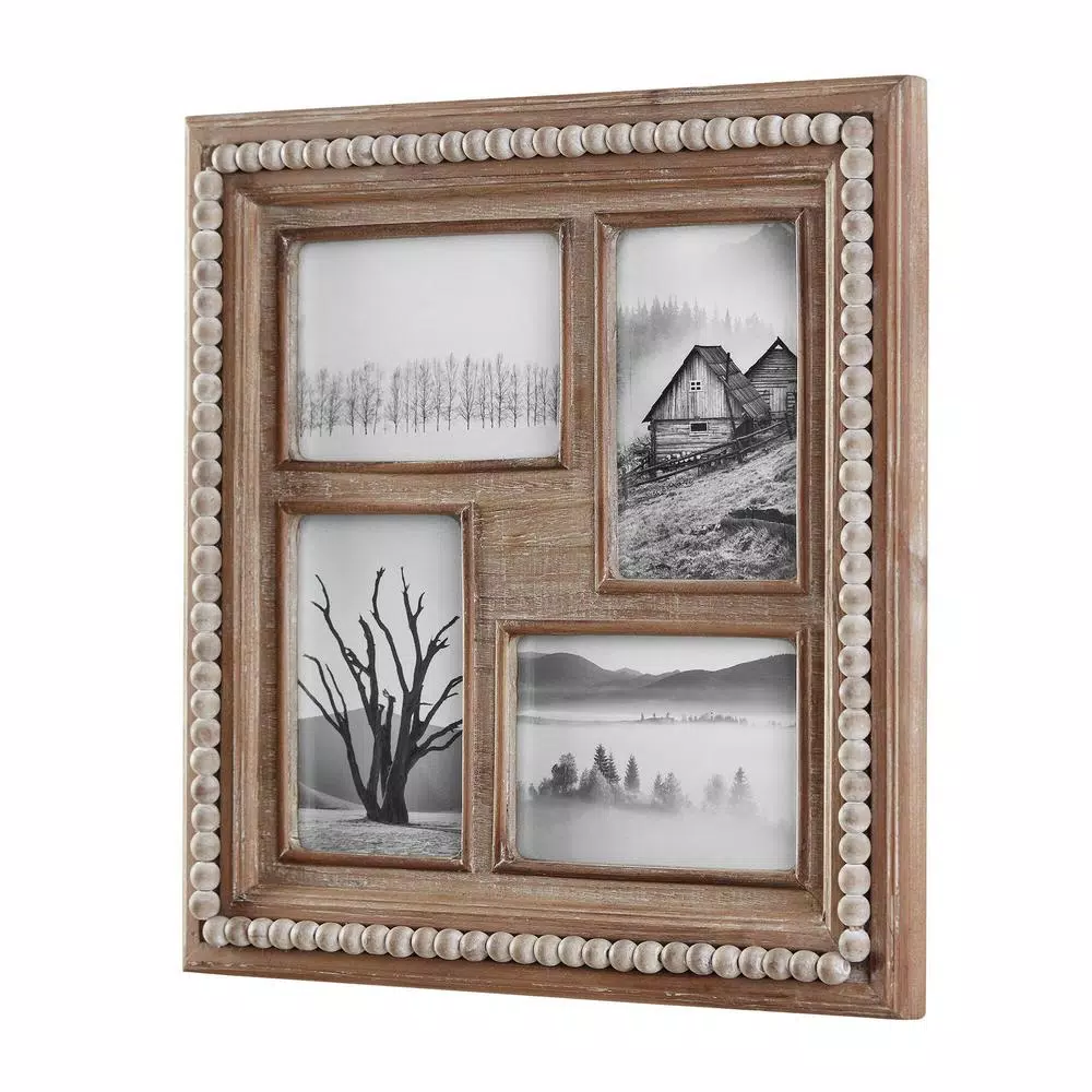 Picture Frames Home Decorators Collection 4″ X 6″ Natural Beaded Wood 4-Opening Picture Frame 8 Picture Frames Home Decorators Collection 4″ X 6″ Natural Beaded Wood 4-Opening Picture Frame - Image 6