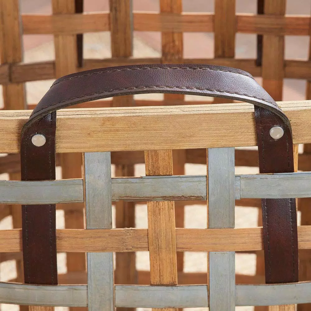 Storage Baskets Home Decorators Collection Home Decorators Collection Square Galvanized Metal And Natural Bamboo Woven Decorative Basket With Handles (Set Of 2) 7 Storage Baskets Home Decorators Collection Home Decorators Collection Square Galvanized Metal And Natural Bamboo Woven Decorative Basket With Handles (Set Of 2) - Image 5