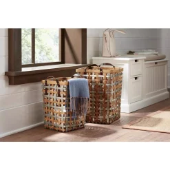 Storage Baskets Home Decorators Collection Home Decorators Collection Square Galvanized Metal And Natural Bamboo Woven Decorative Basket With Handles (Set Of 2) 10 Storage Baskets Home Decorators Collection Home Decorators Collection Square Galvanized Metal And Natural Bamboo Woven Decorative Basket With Handles (Set Of 2) -Home Accents shop brown home decorators collection storage baskets p170564 17xxa 40 1000