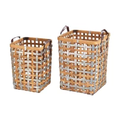 Storage Baskets Home Decorators Collection Home Decorators Collection Square Galvanized Metal And Natural Bamboo Woven Decorative Basket With Handles (Set Of 2) 13 Storage Baskets Home Decorators Collection Home Decorators Collection Square Galvanized Metal And Natural Bamboo Woven Decorative Basket With Handles (Set Of 2) -Home Accents shop brown home decorators collection storage baskets p170564 17xxa 66 1000